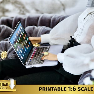 1:6 scale LAPTOP Printable miniature computer laptop notebook DIY miniature for 12 inch doll Fashion BJD Dolls roombox diorama