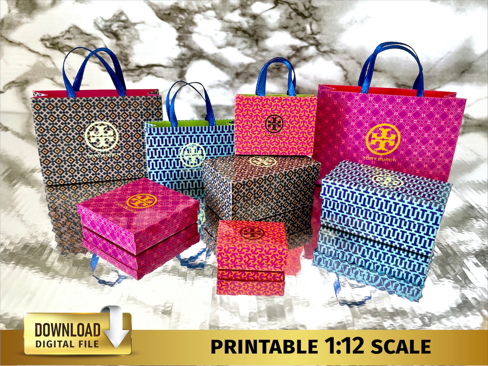 Fashion printable miniature boxes template shopping bags 112 Etsy