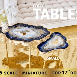 Geode resin 1/6 scale miniature coffee table for Fashion dolls dollhouse furniture roombox doll repaint 12 inch doll sofa furniture