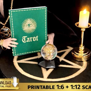 Printable Tarot Spreads book PDF Tarot Reading Journal 1:12 Scale Oracle Miniature Book 1/6 Halloween Occult divinations Miniatures