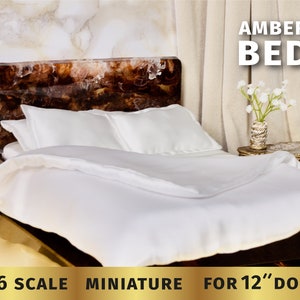 BED 12-inch doll furniture, bedding for roombox 1:6 scale dollhouse BJD doll personalised custom diorama house