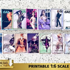 Set of 14 Readable 1:6 Miniature doll house MAGAZINES Dollhouse 12 inch dolls book BJD cloth doll diorama dress Fashion doll dolls roombox