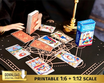 Miniature Marseille Tarot Cards Deck, 1/6 1/12 Scale PDF 22 Major Arcana