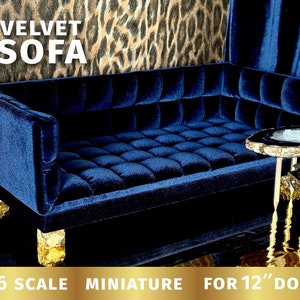 1:6 skala SOFA meble roombox BJD lalka Lalki modowe pikowana aksamitna sofa playscale 12 cali lalka kanapa meble nowoczesny domek dla lalek sofa