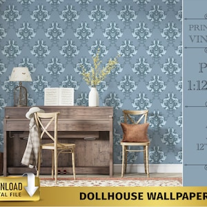 Vintage dollhouse Wallpaper printable 1:12  1/6 12 inch doll furniture house DIY dollhouse miniature acessories diorama roombox display case