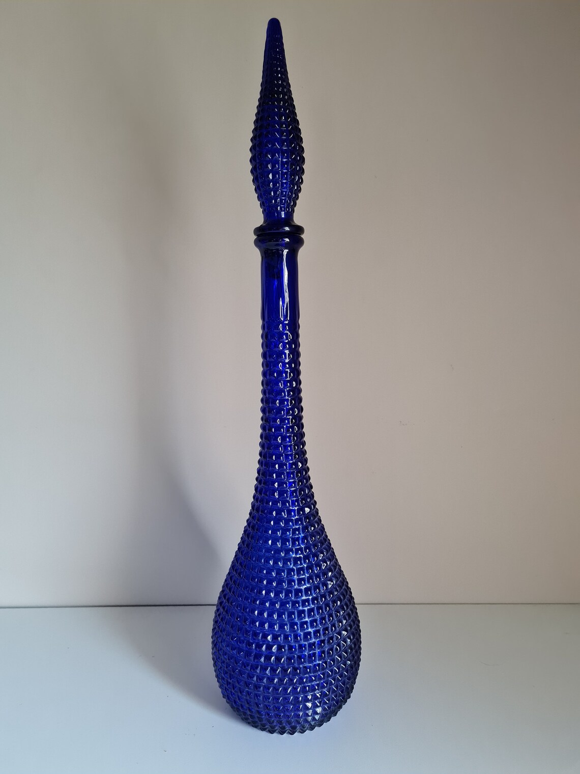 Genie Bottle Empoli Italy Decanter Cobalt blue hobnail 1960s Etsy