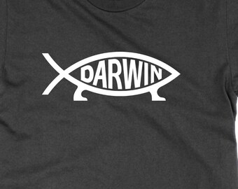 Darwin Fish t shirt irreligious symbolc tee