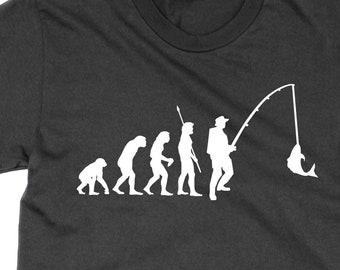 Evolution of a Fisherman t shirt, fishing shirt fish top fisher tee sport present for dad father gift