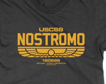 USCSS Nostromo t shirt, Alien sci fi unisex black tshirt