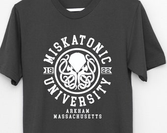 Miskotonic University t shirt, Chtulu H P Lovecraft Lovecratian horror unisex tshirt, gifts for him, gifts for her, funny tee
