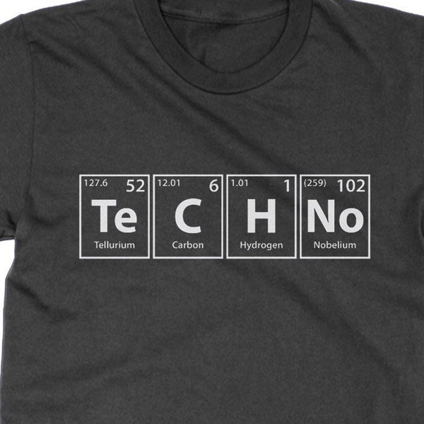 Techno Elements t shirt, music rave party raver chemistry science