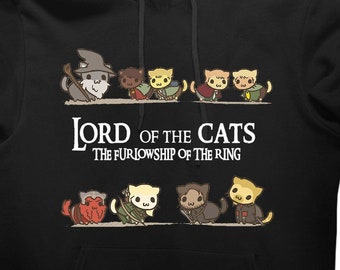 Lord of the Cats HOODIE The Furlowship of the Kitties, cat owner hooded jumper for fan