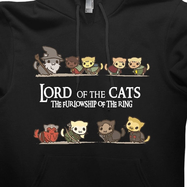 Lord of the Cats HOODIE The Furlowship of the Kitties, cat owner hooded jumper for fan