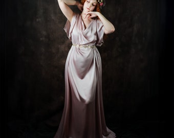 Robe Préraphaélite "Flora" Chiton Soie Art Nouveau Demoiselle d'Honneur