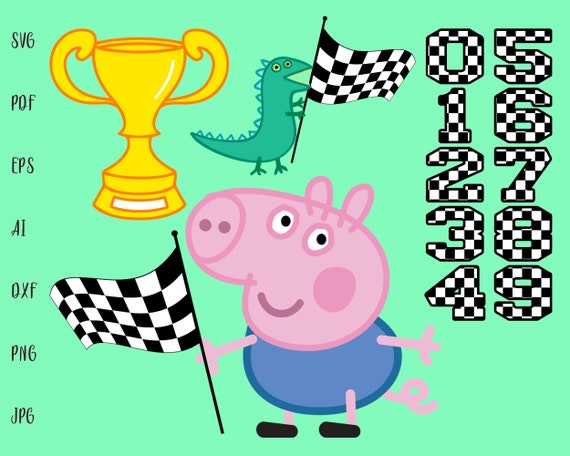 Download Peppa Pig Svg Racing Cup Png Peppa Pig Clipart Numbers Svg Etsy