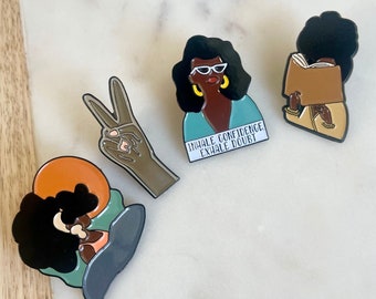 Hard Enamel Pin| 1.5' | Black Girl Lapel Pin| Rubber Pin Back| Pins for bags, for hats, for boards, for backpacks
