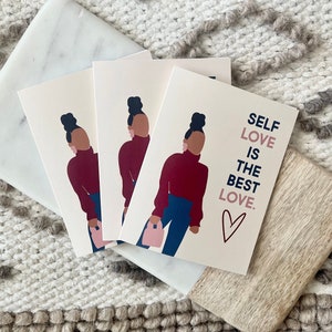 African American Cards Self Love |  4.2X5.5" A2| 3 Pack|Black Owned Valentine's|Galentine's Day|African American Valentines Day Friend