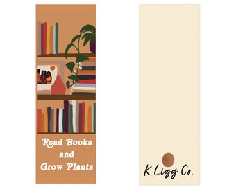 Read & Grow Bookmark | African American Gifts | Plants and Books | Bookish|Bookshelf Illustration| Well Read Black Girl| Black Owned