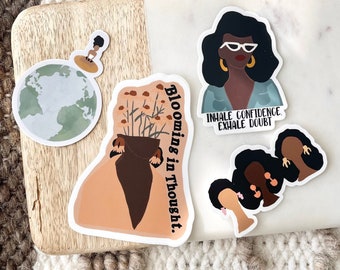 Sticker 4 Pack | Laptop Sticker Bottle Macbook Decal| Vinyl Sticker Pack Waterproof | Black Owned | Affirmation Stickers| Black Girl Sticker