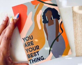 Affirmation Greeting Card | Black Woman Art, Birthday Card for Her