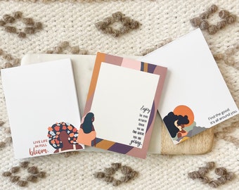 Bundle 3 Daily Writing Notepads, Black Girl Stationery, African American Notepads, To do List, Melanin Vibes | Desk Accessories