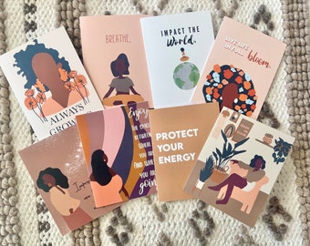 8 Black Girl Magic Greeting Card Set, Cards + Envelopes | 4.2X5.5" A2|  Just Because African American Card| Note Cards