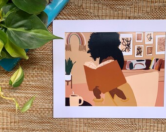 Friend Gift art Reading Girl Original Oil Painting Just A Girl Who Loves Books Line Art Book Lovers Painting Wall Art Gift Gift for her
