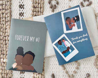 2 Father's Day African American Greeting Card Set | 5 x7 Celebrate Dad| Black Dad, Daddy's Girl Black , Blank Father's Day Card, Granddad