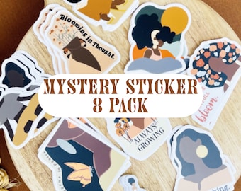 Mystery Sticker 8 Pack |Sticker Bottle Macbook Decal| Vinyl Sticker Pack Waterproof | Black Owned | Affirmation Stickers| Black Girl Sticker
