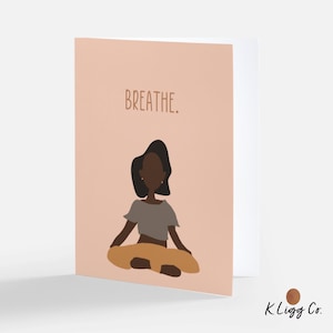 Empowering Black Woman Greeting Cards - 3 Pack | A2 Size (4.2x5.5") | Yoga Theme | Black Girl Magic | African American Card | Namaste