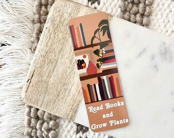 Read & Grow Bookmark | African American Gifts | Plants and Books | Bookish|Bookshelf Illustration| Well Read Black Girl| Black Owned