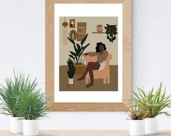 Plant Mom African American Art Print Living Room Wall Art