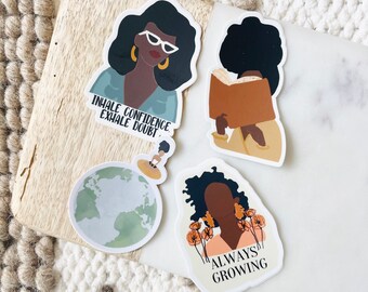 Energy 4 Pack | Laptop Sticker Bottle Macbook Decal| Vinyl Sticker Pack Waterproof | Black Owned Shop| Black Art|Black Girl Sticker