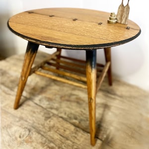 Reclaimed Oak Whisky Barrel Coffee Table – Mid-Century Modern Rustic Furniture