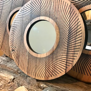 Solid Oak Radial Sacred Geometry Wall Mirror