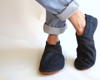 Chaussons MOCCA LEO denim bleu foncé