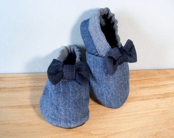 Baby crawling shoes Mocca Tilda blue with lambskin sole