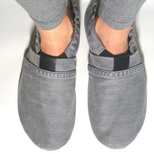 Slippers MOCCA LEO Denim grey with lambskin sole