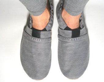 Slippers MOCCA LEO Denim grey with lambskin sole