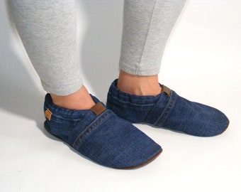 Chaussons MOCCA LEO denim bleu foncé