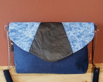 Handbag SMILLA crossbody bag denim leather blue black