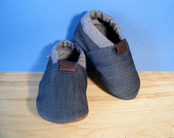 Baby crawling shoes Mocca Leo dark blue with lambskin sole