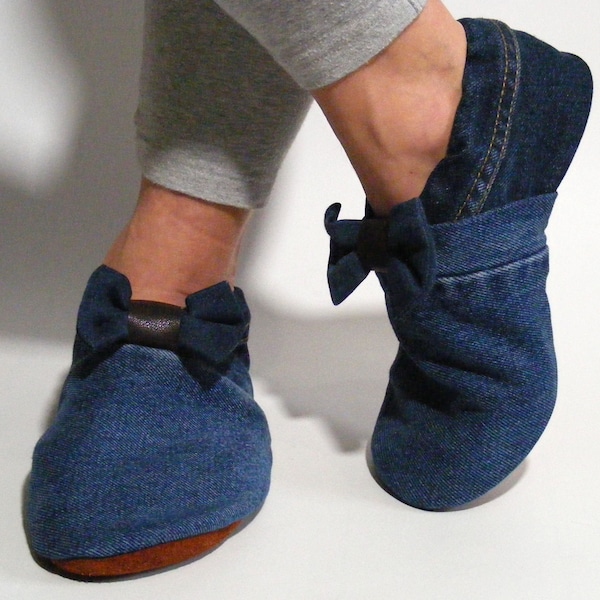 Chaussons MOCCA TILDA denim bicouleur bleu foncé