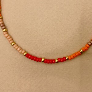 14K GF Orange seed bead necklace, orange beaded necklace, miyuki necklace, seed bead necklace, bright color seed bead necklace image 6