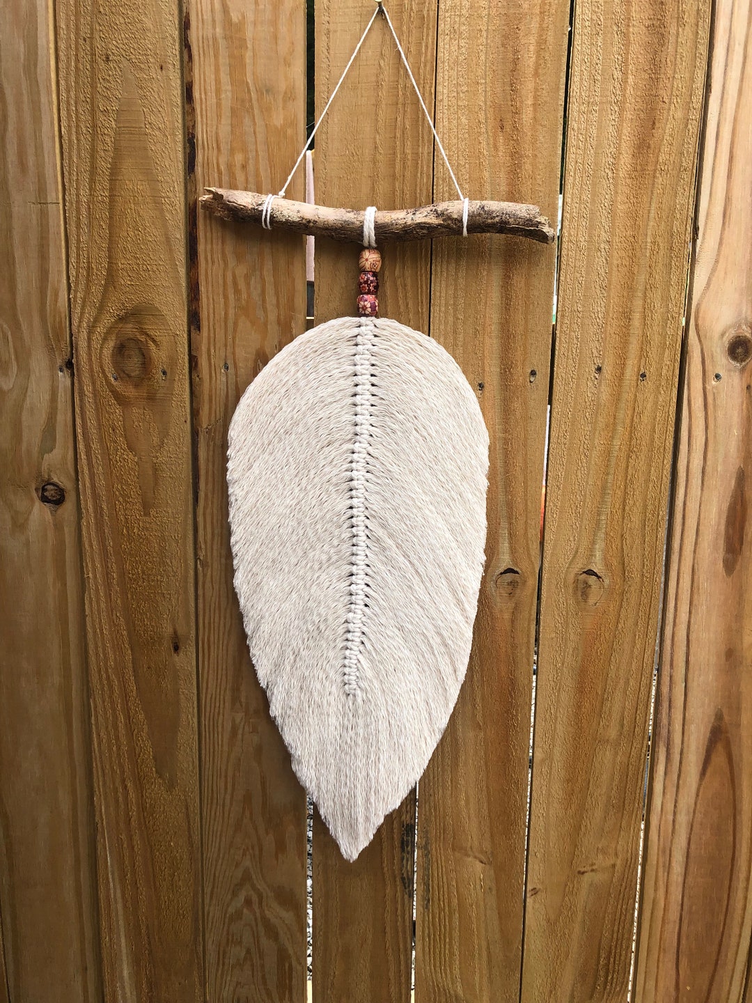 Feather Macrame Handmade Boho Feather Wall Hanging With Branch and Bead