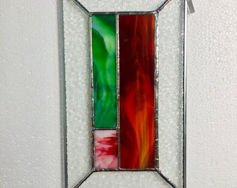 Fire and Ice Stained Glass Hanging Panel