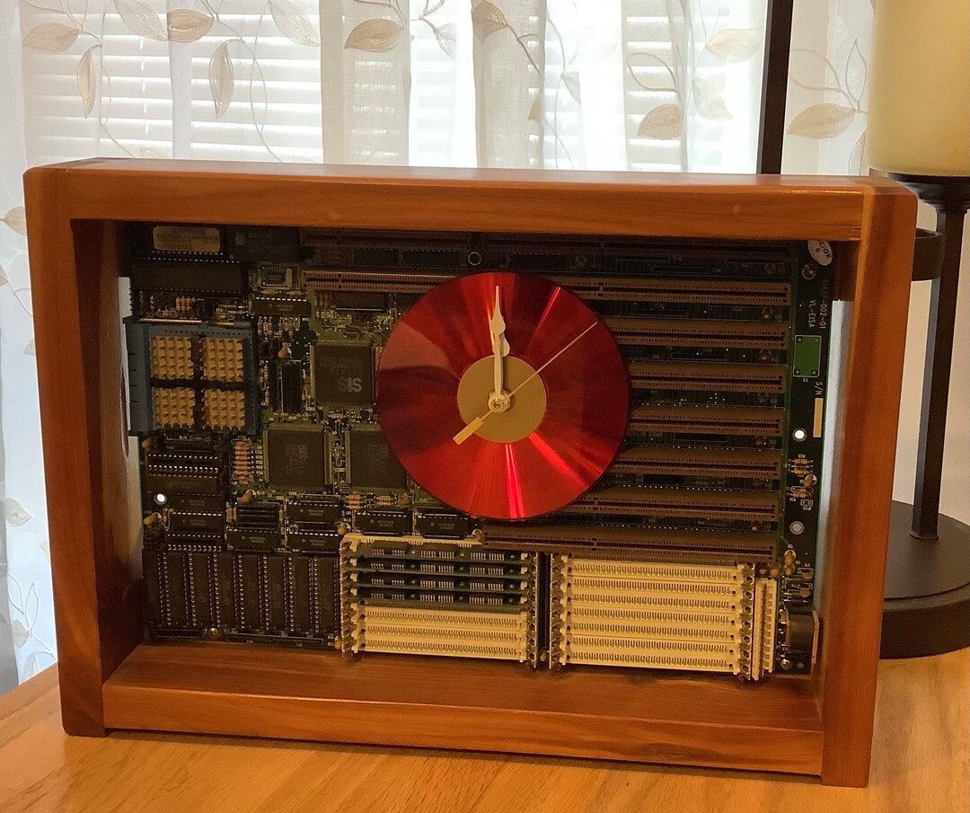 Computer Clock, Recycled Computer Motherboard Sculpture. Cedar Wood ...