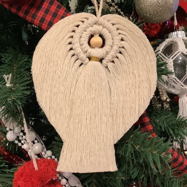 Angel, Christmas Angel, Macrame Angel Ornament, Handmade Christmas Angel Ornament, Angel Macrame Christmas Gift, Keepsake Angel Hanging Gift