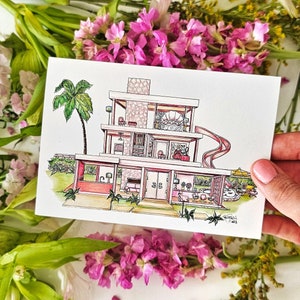 Biglietto d'auguri per la casa delle bambole Malibu Pink Dream
