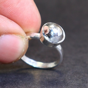 Handmade Sterling Silver Ball Ring: Minimalist Statement Jewelry